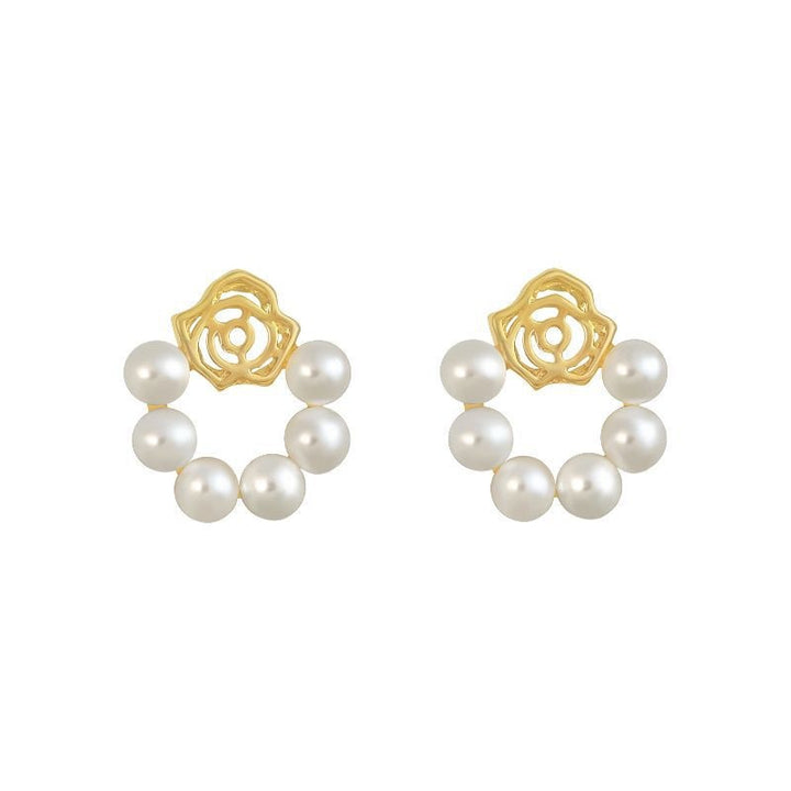 Rose Pearl Clip on Earrings