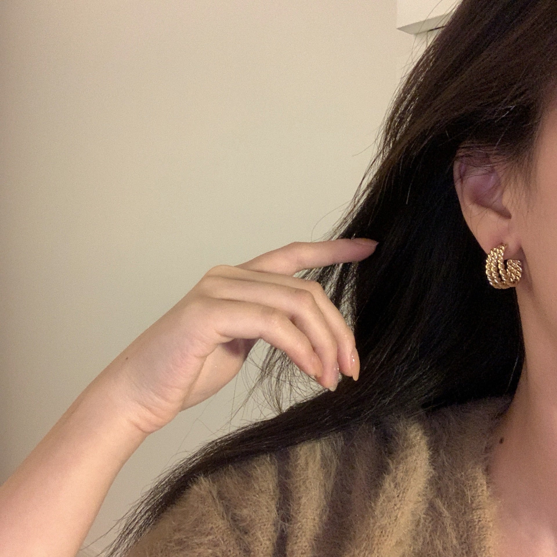 Golden Twisted  Hoop Clip on Earrings