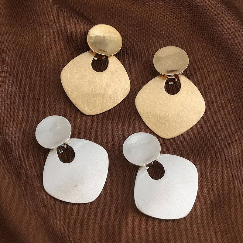 Geometric Metal Clip on Earrings
