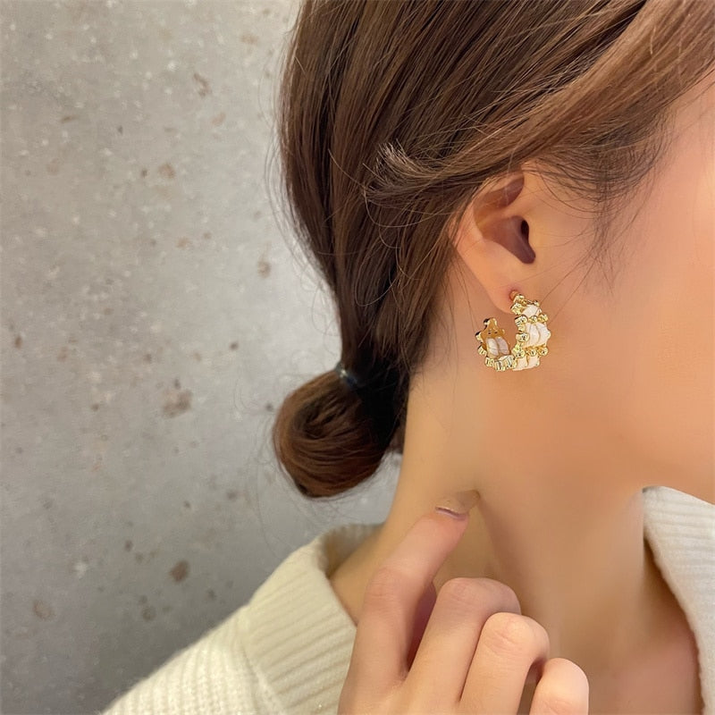 Retro C Shape Hoop Clip on Earrings