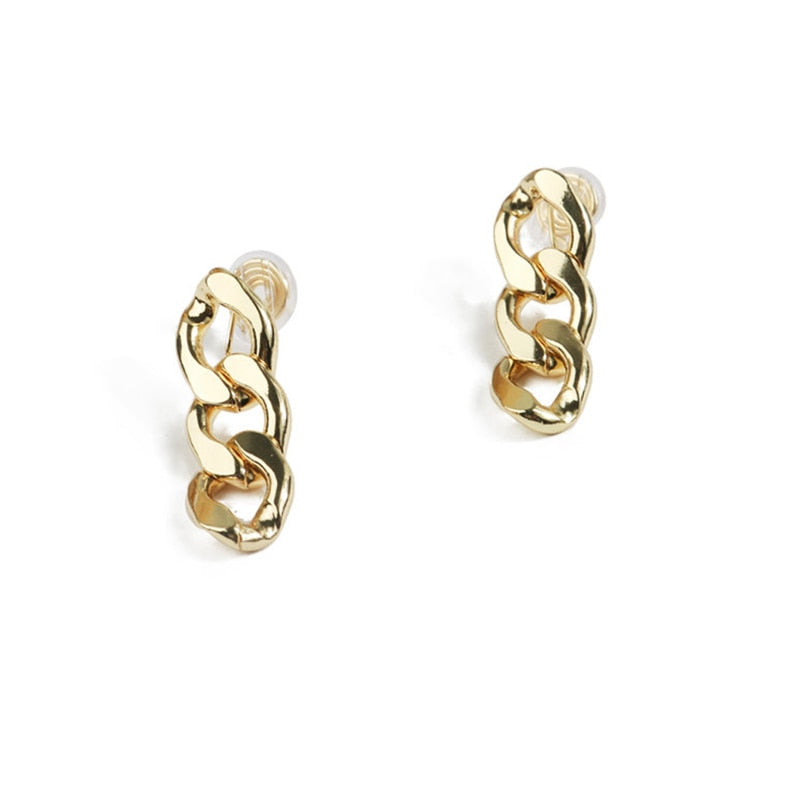 Retro Chain Brass Coil Earrings