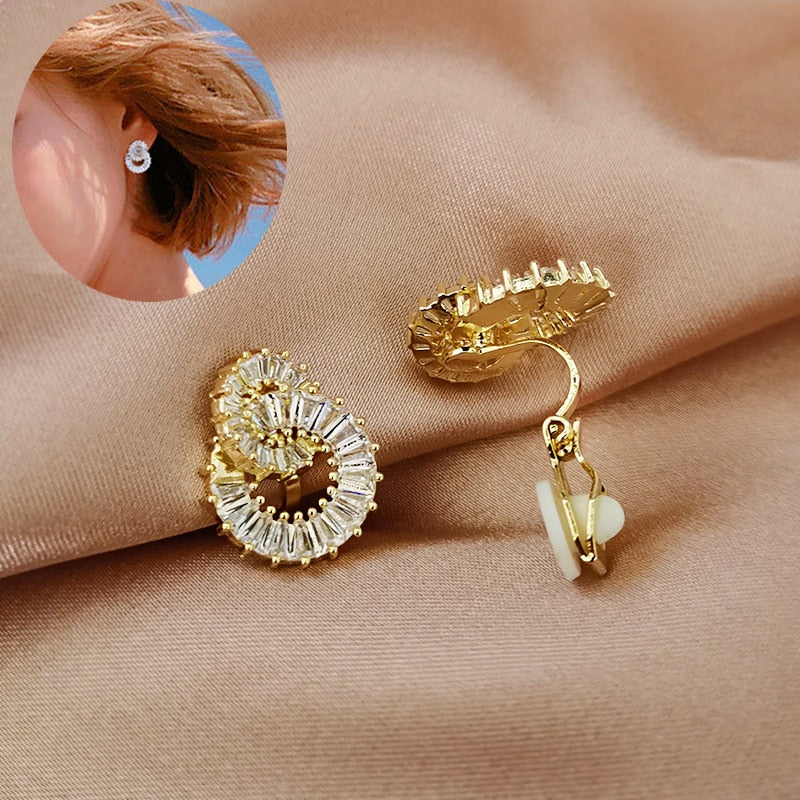 Cubic Zirconia Baguette Clip on Earrings