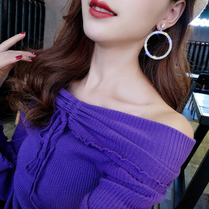 Hoop Crystal Clip On Earrings