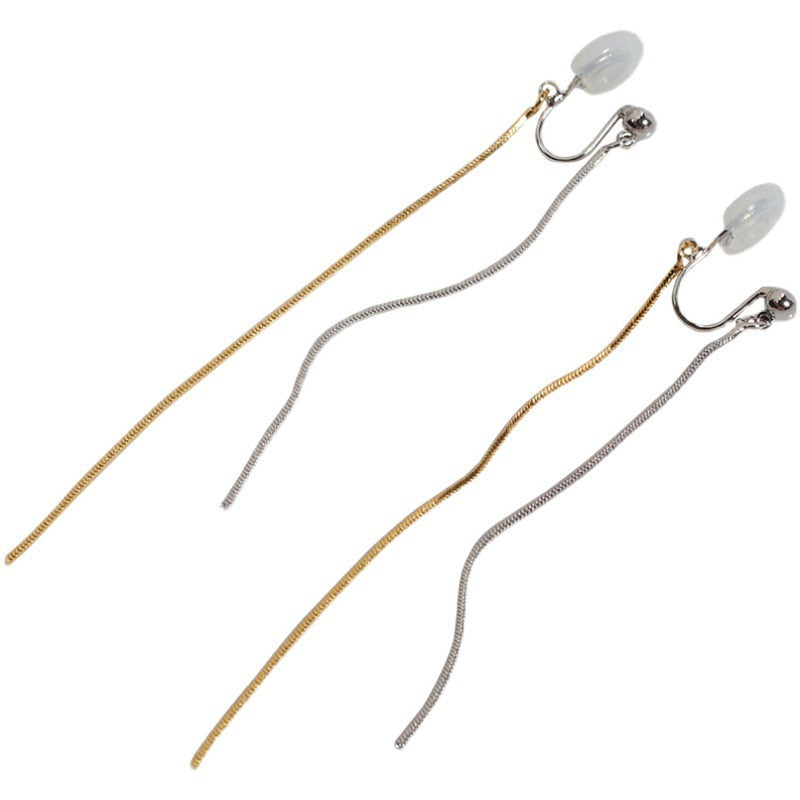 Minimalist Double Chain  Brass Coil Earrings