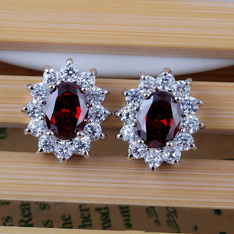Premium Zirconia Crystal Oval Clip on Earrings