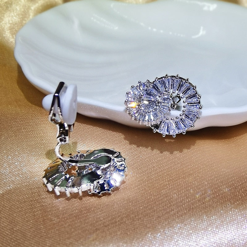 Cubic Zirconia Baguette Clip on Earrings