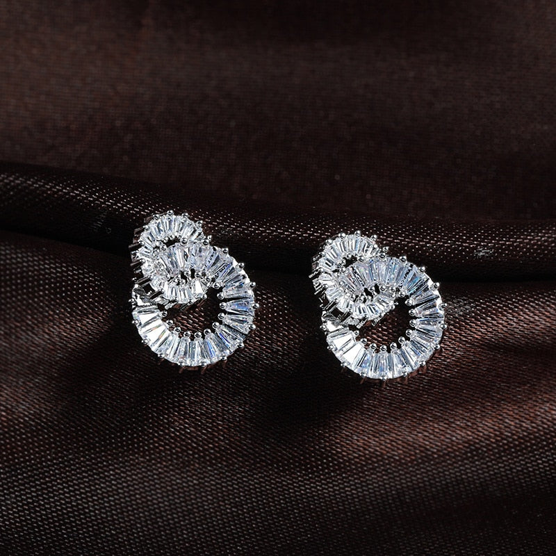Cubic Zirconia Baguette Clip on Earrings