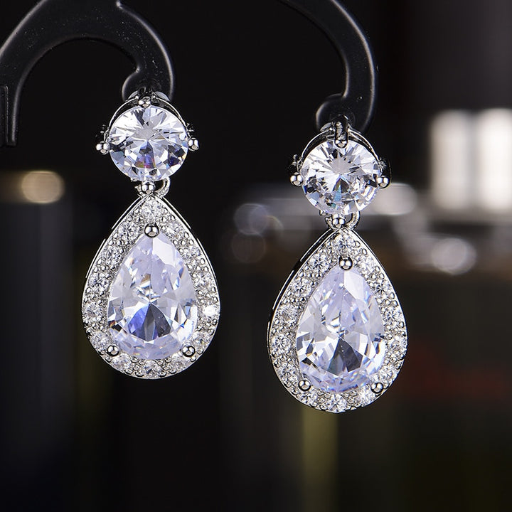 Premium Water Drop Zirconia Crystal Clip on Earrings