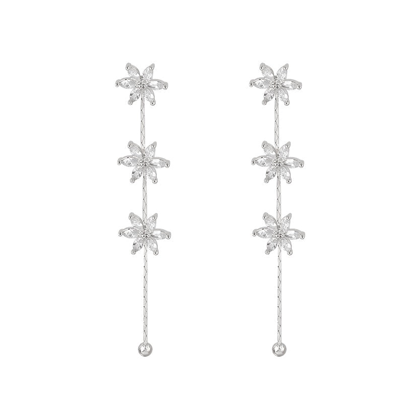 Zirconia Crystal Flowers Clip on Earrings