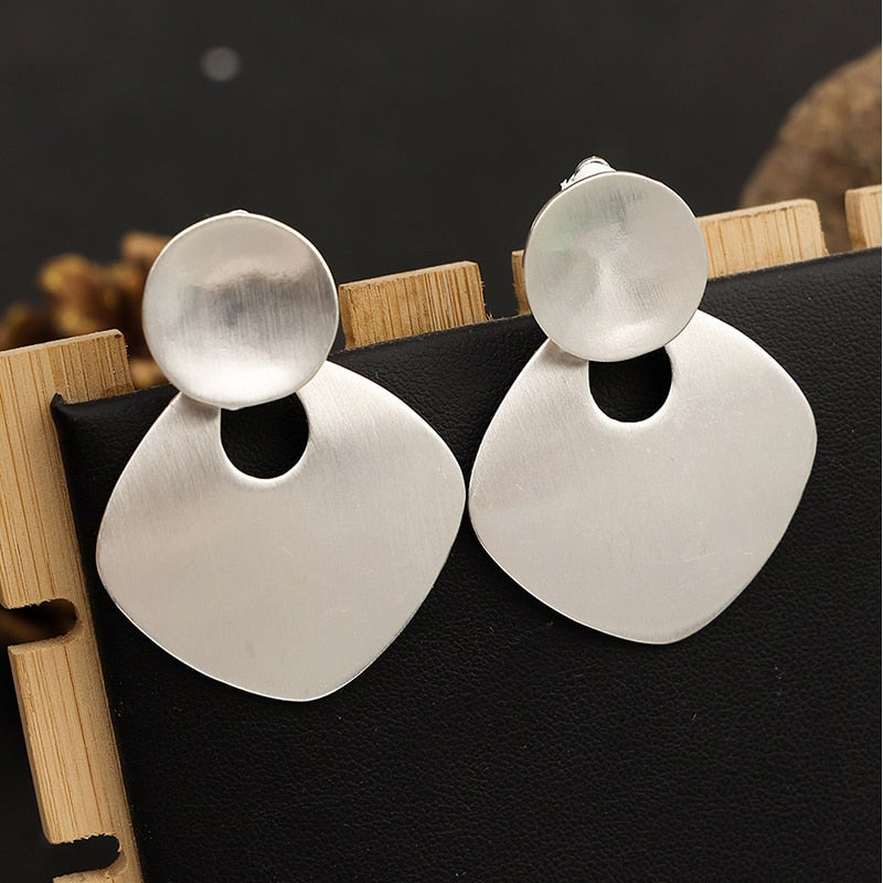 Geometric Metal Clip on Earrings