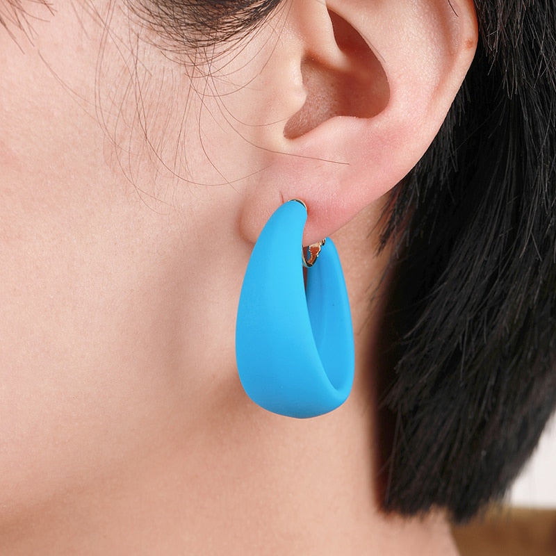 Acrylic C Shaped Hoop Clip on Earrings