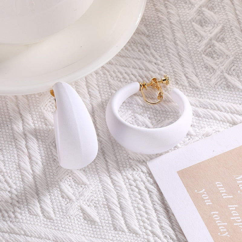 Acrylic C Shaped Hoop Clip on Earrings