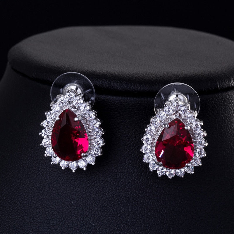 Premium Zirconia Crystal Teardrop Clip on Earrings