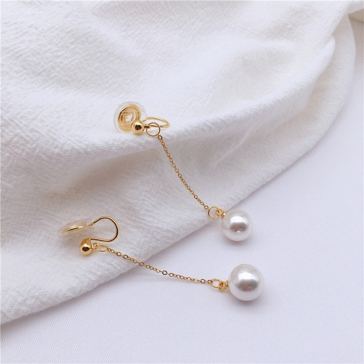 Pearl Tassel Brass Coil Earrings