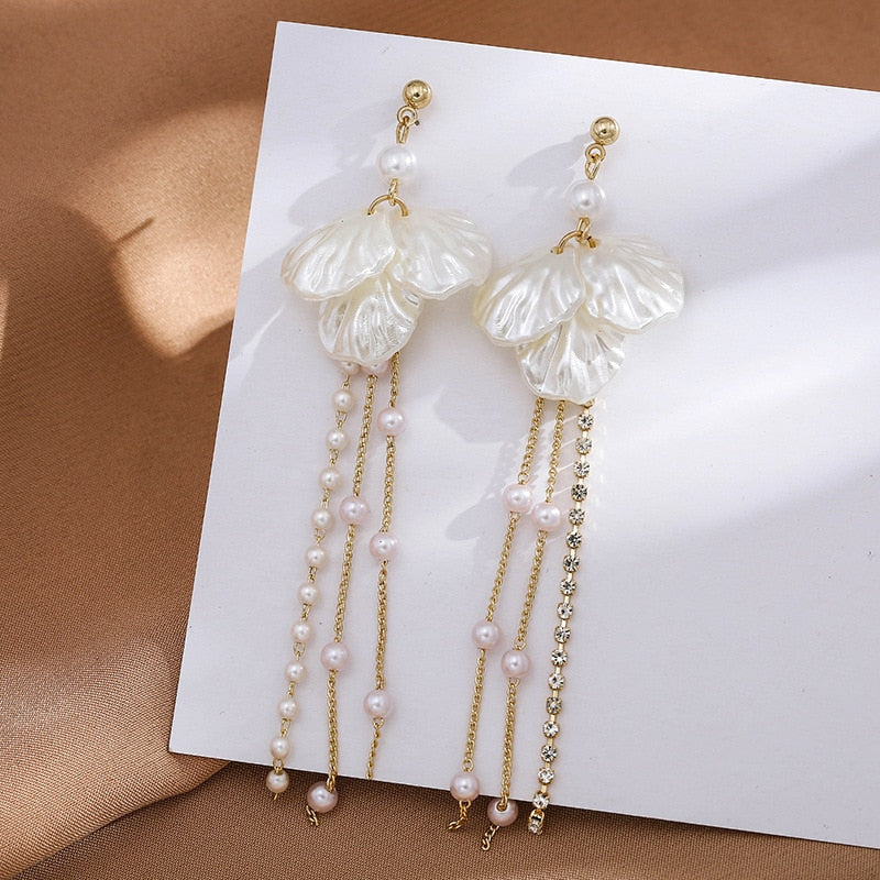 Pearl Flower Clip on Earrings