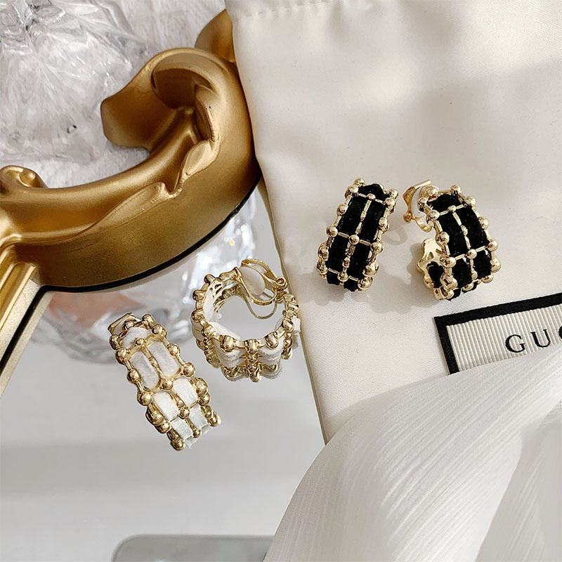 Retro C Shape Hoop Clip on Earrings