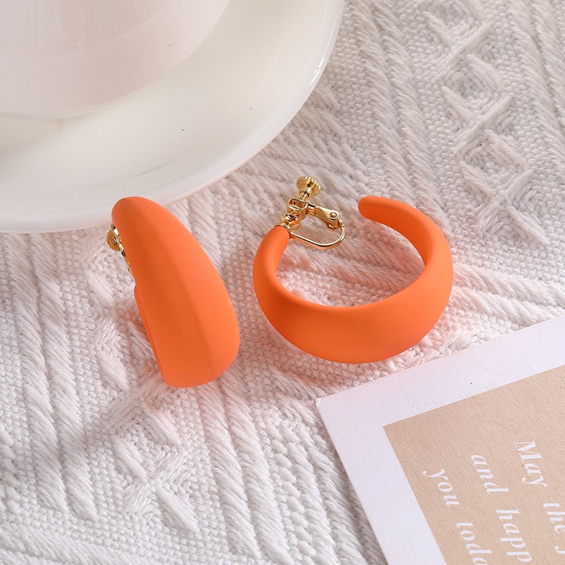 Acrylic C Shaped Hoop Clip on Earrings