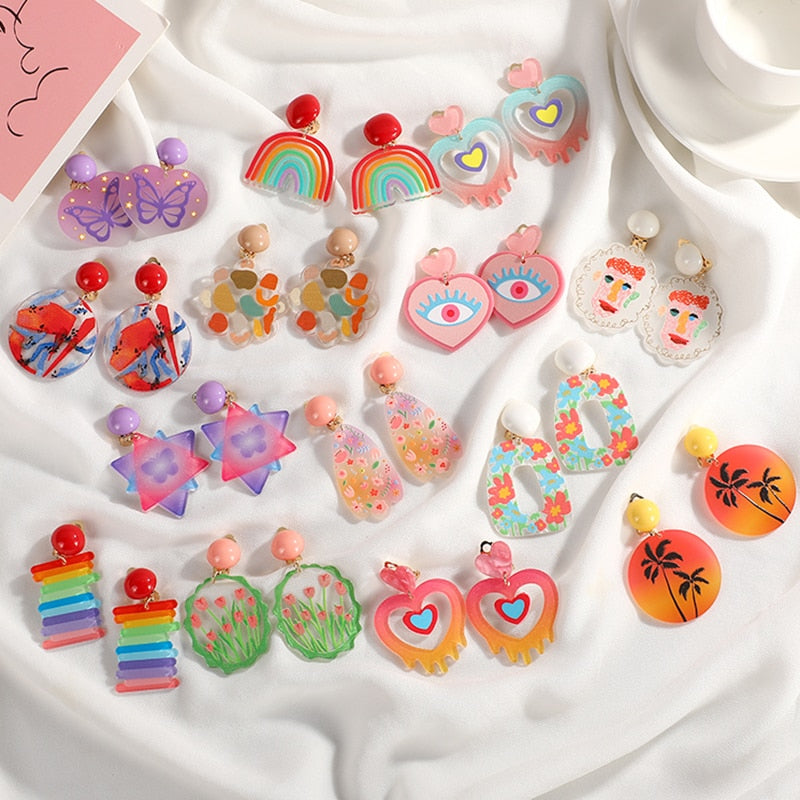 Colourful Clip on Earrings