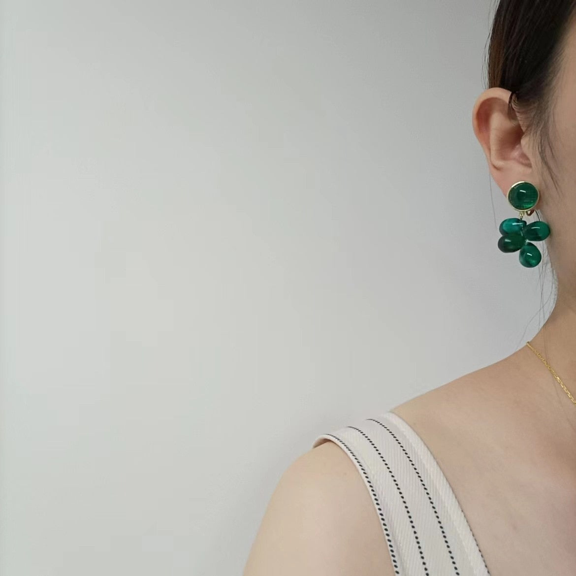 Vintage Green & Red Grape Clip on Earrings