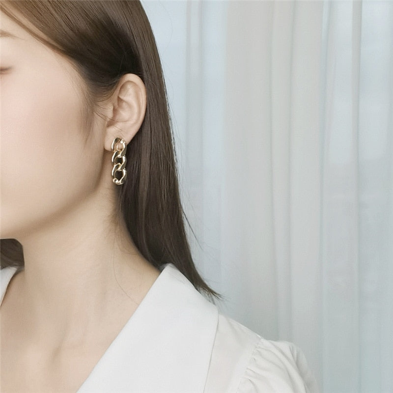 Retro Chain Brass Coil Earrings