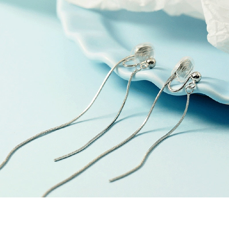 Minimalist Double Chain  Brass Coil Earrings