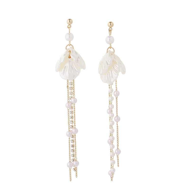 Pearl Flower Clip on Earrings