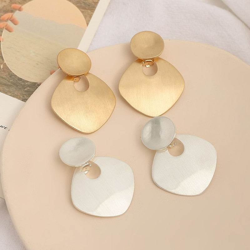 Geometric Metal Clip on Earrings