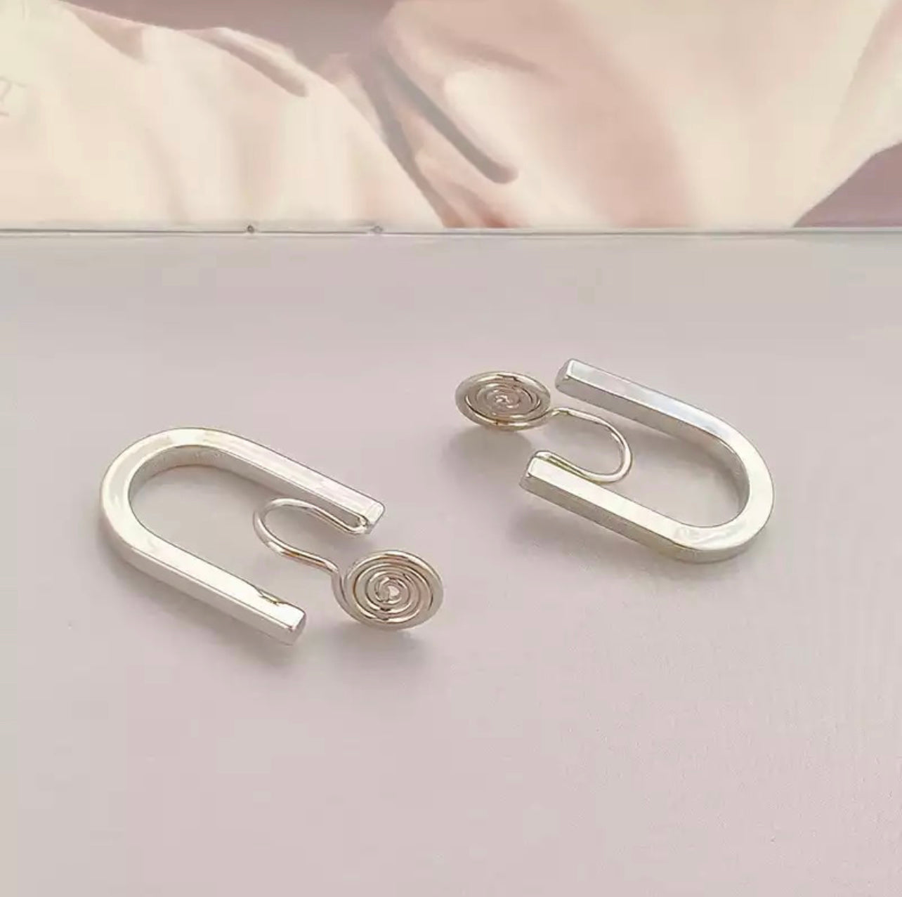 Gold U Shape Brass Coil Earrings