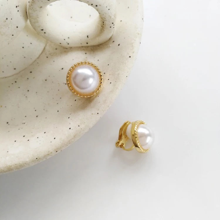 Elegant Pearl Style Clip on Earrings