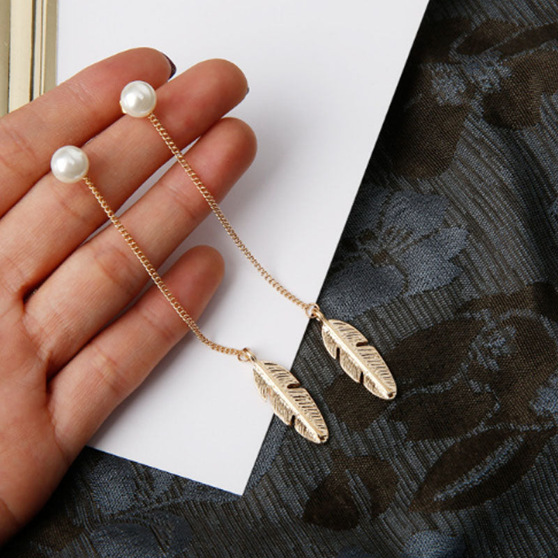 Long Tassel Feather Clip on Earrings