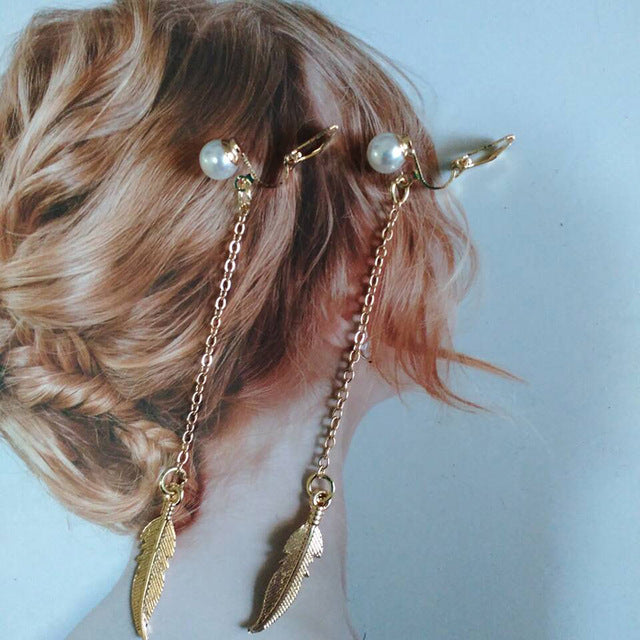 Long Tassel Feather Clip on Earrings