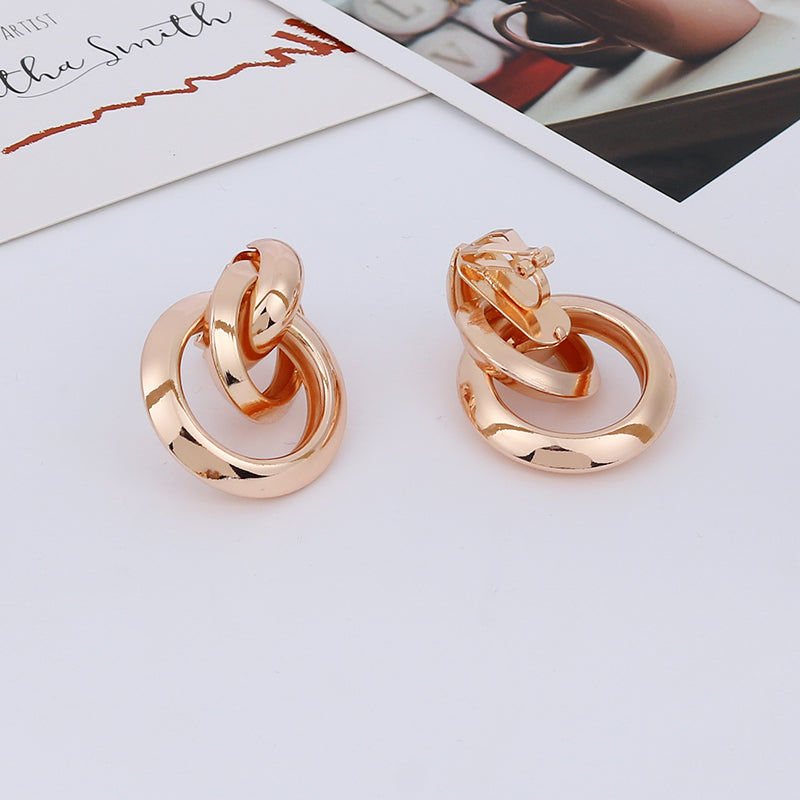 Double Ring Clip On Earrings