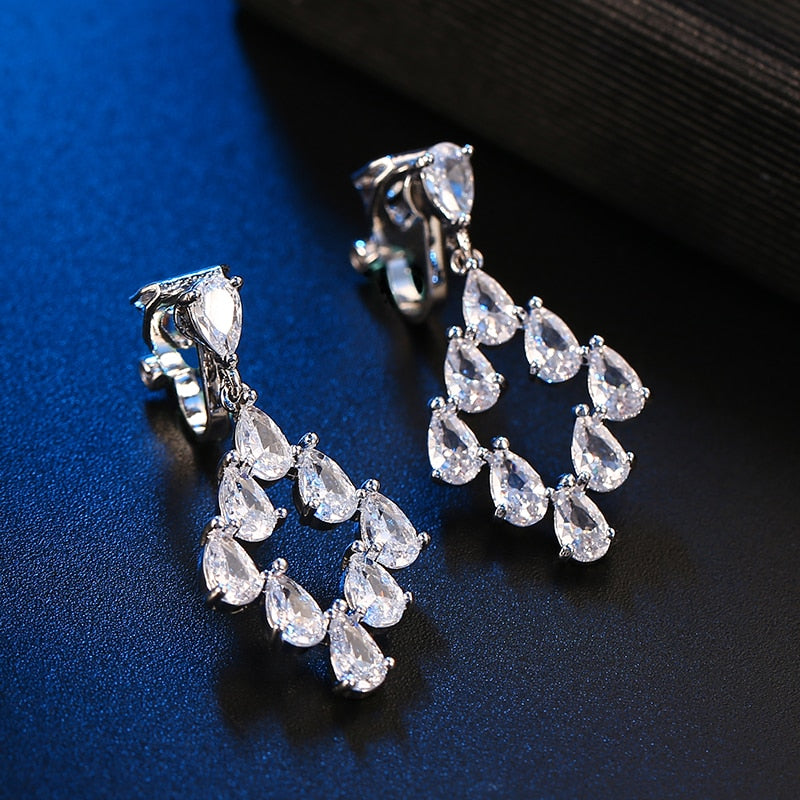 Crystal Cubic Zirconia Clip on Earrings