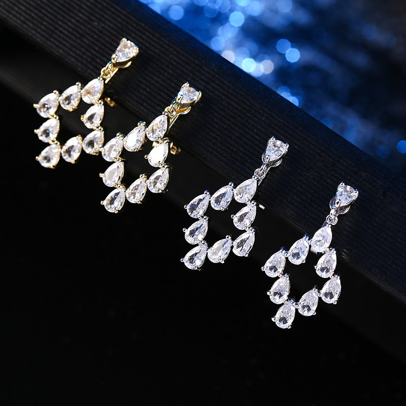 Crystal Cubic Zirconia Clip on Earrings