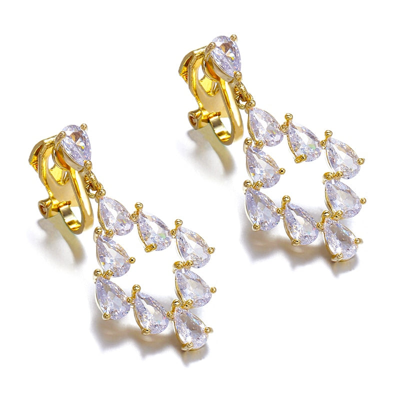 Crystal Cubic Zirconia Clip on Earrings