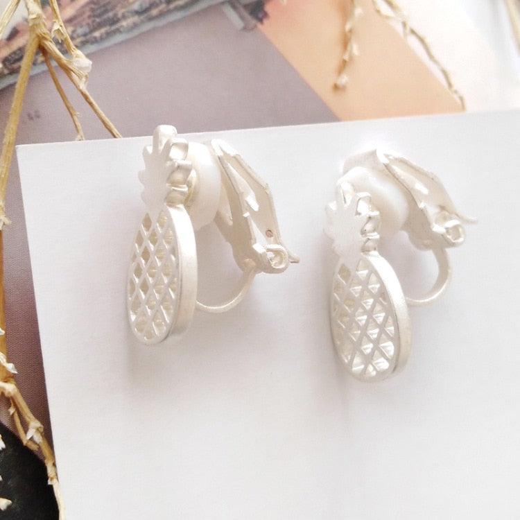 Tiny Pineapple Clip On Earrings