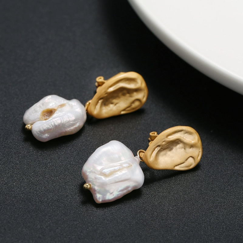 Irregular Freshwater Pearl Handmade Clip on Earrings