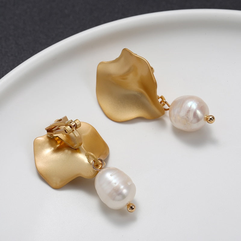 Irregular Freshwater Pearl Handmade Clip on Earrings