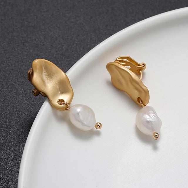 Irregular Freshwater Pearl Handmade Clip on Earrings