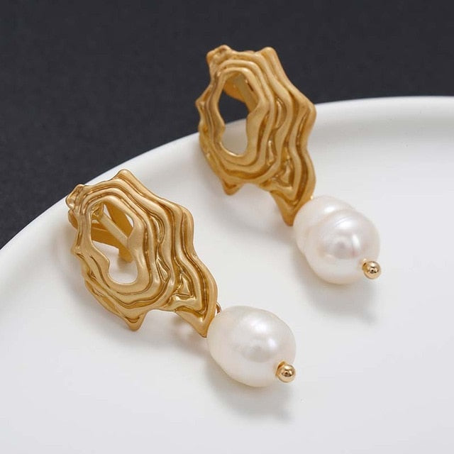 Irregular Freshwater Pearl Handmade Clip on Earrings