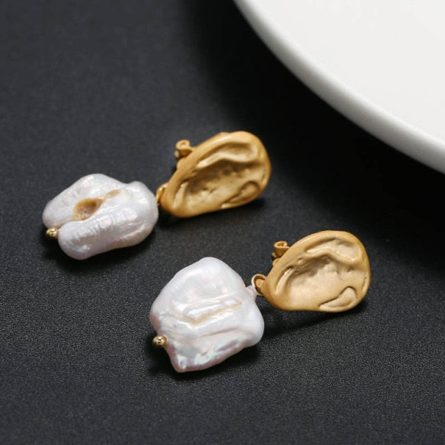 Irregular Freshwater Pearl Handmade Clip on Earrings