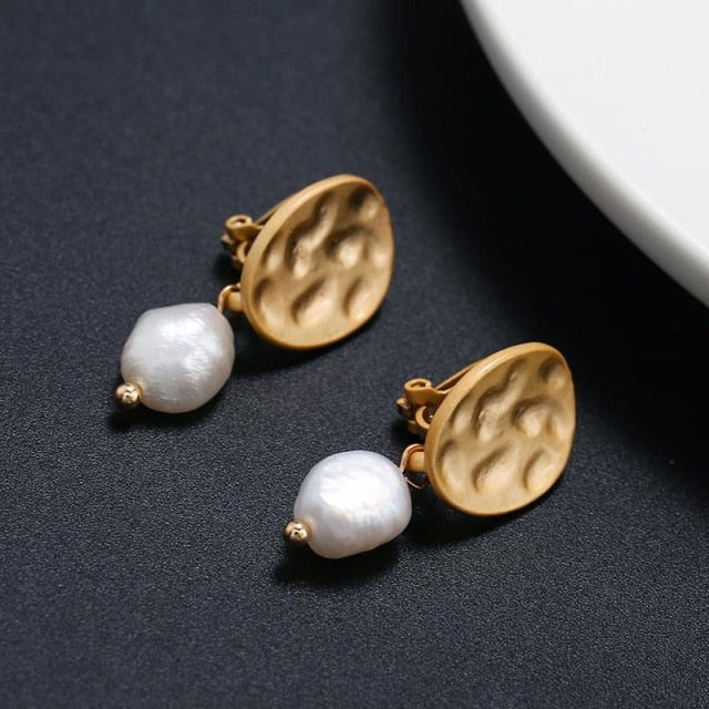 Irregular Freshwater Pearl Handmade Clip on Earrings
