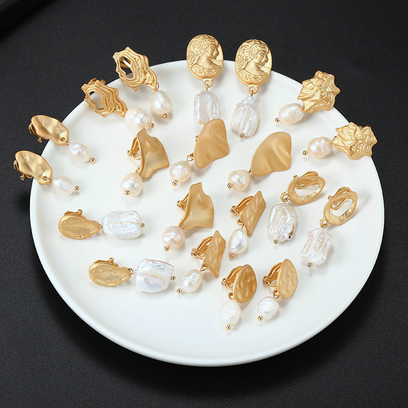 Irregular Freshwater Pearl Handmade Clip on Earrings