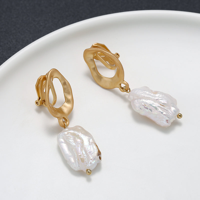 Irregular Freshwater Pearl Handmade Clip on Earrings