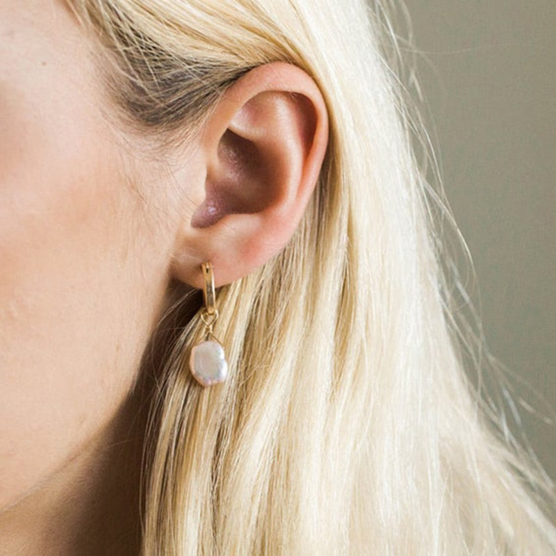 14K Gold Handmade Baroque Pearl Earrings