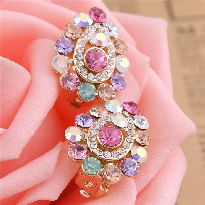 Crystal Waterdrop Clip on Earrings
