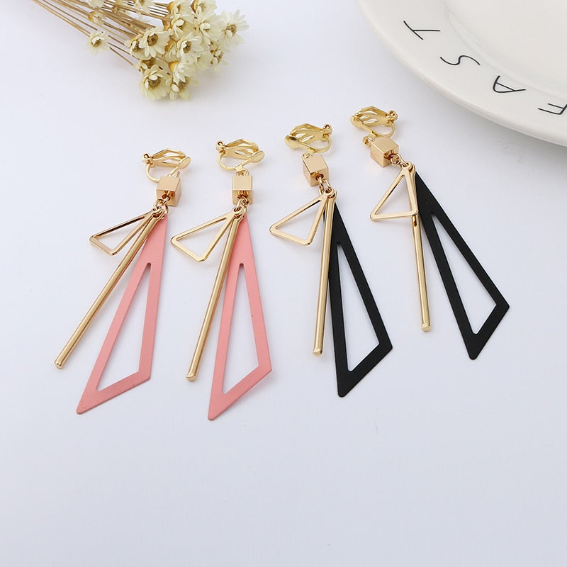 Triangle Geometric Clip on Earrings