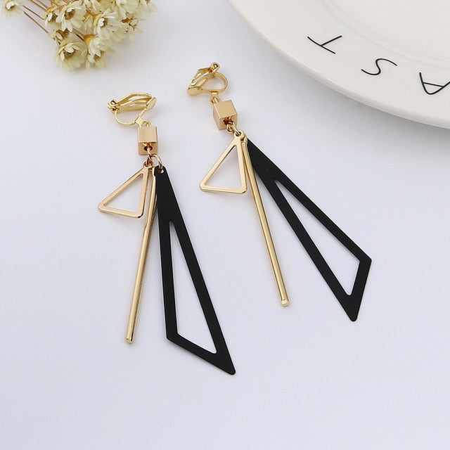 Triangle Geometric Clip on Earrings