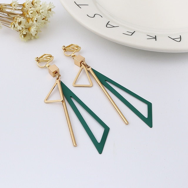 Triangle Geometric Clip on Earrings