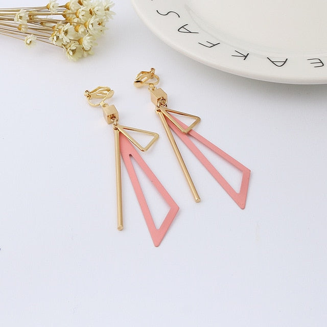 Triangle Geometric Clip on Earrings